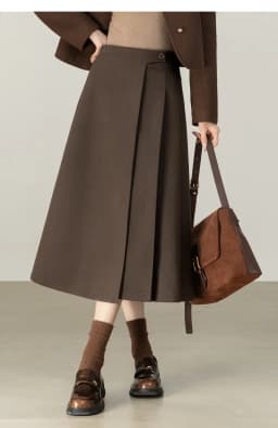 SENTUBILA Women's A-Line Skirt 2026 Winter High Waist Asymmetric Single-Side Pleated Design Minimalist Commuter Skirt 154QP4000