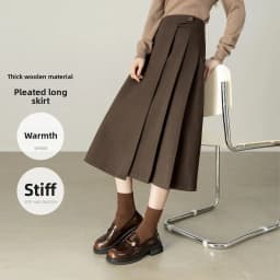 SENTUBILA Women's A-Line Skirt 2026 Winter High Waist Asymmetric Single-Side Pleated Design Minimalist Commuter Skirt 154QP4000