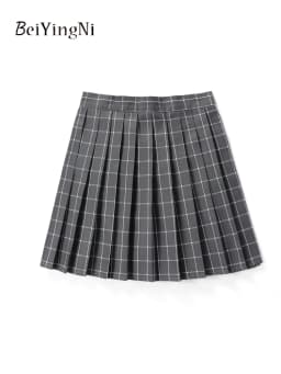 Beiyingni JK Plaid Preppy Style Pleated Skirts Women 2025 New Fashion Uniform High Waist A-line Mini Skirt for Girls Performance