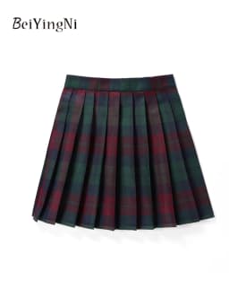 Beiyingni JK Plaid Preppy Style Pleated Skirts Women 2025 New Fashion Uniform High Waist A-line Mini Skirt for Girls Performance