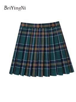 Beiyingni JK Plaid Preppy Style Pleated Skirts Women 2025 New Fashion Uniform High Waist A-line Mini Skirt for Girls Performance