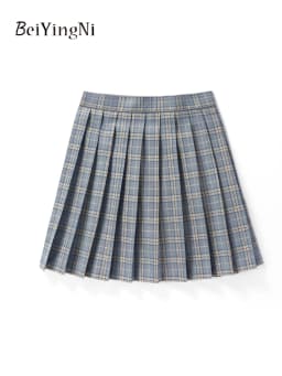 Beiyingni JK Plaid Preppy Style Pleated Skirts Women 2025 New Fashion Uniform High Waist A-line Mini Skirt for Girls Performance