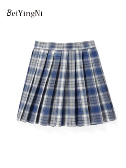 Beiyingni JK Plaid Preppy Style Pleated Skirts Women 2025 New Fashion Uniform High Waist A-line Mini Skirt for Girls Performance