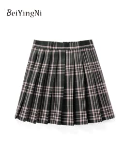 Beiyingni JK Plaid Preppy Style Pleated Skirts Women 2025 New Fashion Uniform High Waist A-line Mini Skirt for Girls Performance