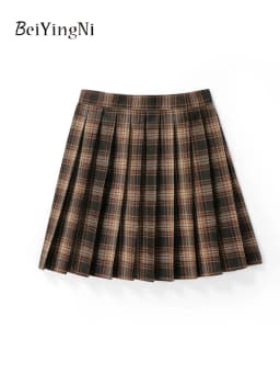 Beiyingni JK Plaid Preppy Style Pleated Skirts Women 2025 New Fashion Uniform High Waist A-line Mini Skirt for Girls Performance