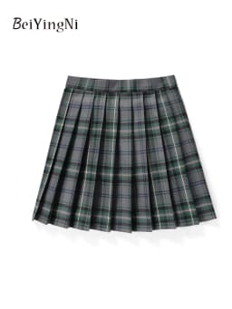 Beiyingni JK Plaid Preppy Style Pleated Skirts Women 2025 New Fashion Uniform High Waist A-line Mini Skirt for Girls Performance