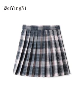 Beiyingni JK Plaid Preppy Style Pleated Skirts Women 2025 New Fashion Uniform High Waist A-line Mini Skirt for Girls Performance