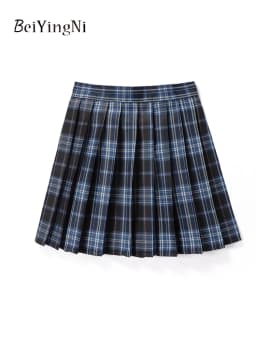 Beiyingni JK Plaid Preppy Style Pleated Skirts Women 2025 New Fashion Uniform High Waist A-line Mini Skirt for Girls Performance