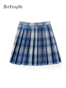 Beiyingni JK Plaid Preppy Style Pleated Skirts Women 2025 New Fashion Uniform High Waist A-line Mini Skirt for Girls Performance