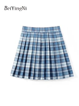 Beiyingni JK Plaid Preppy Style Pleated Skirts Women 2025 New Fashion Uniform High Waist A-line Mini Skirt for Girls Performance