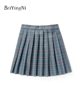Beiyingni JK Plaid Preppy Style Pleated Skirts Women 2025 New Fashion Uniform High Waist A-line Mini Skirt for Girls Performance