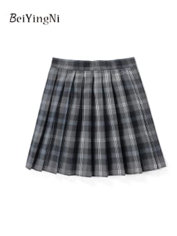 Beiyingni JK Plaid Preppy Style Pleated Skirts Women 2025 New Fashion Uniform High Waist A-line Mini Skirt for Girls Performance