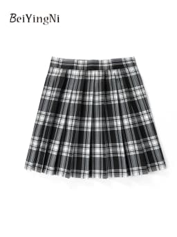 Beiyingni JK Plaid Preppy Style Pleated Skirts Women 2025 New Fashion Uniform High Waist A-line Mini Skirt for Girls Performance