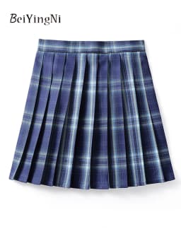 Beiyingni JK Plaid Preppy Style Pleated Skirts Women 2025 New Fashion Uniform High Waist A-line Mini Skirt for Girls Performance