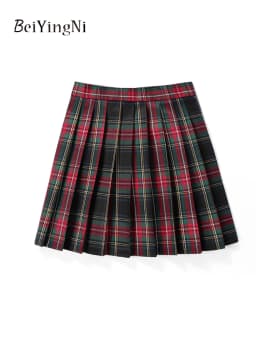 Beiyingni JK Plaid Preppy Style Pleated Skirts Women 2025 New Fashion Uniform High Waist A-line Mini Skirt for Girls Performance
