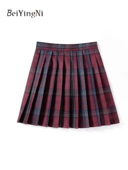 Beiyingni JK Plaid Preppy Style Pleated Skirts Women 2025 New Fashion Uniform High Waist A-line Mini Skirt for Girls Performance