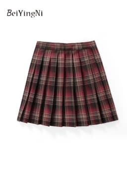 Beiyingni JK Plaid Preppy Style Pleated Skirts Women 2025 New Fashion Uniform High Waist A-line Mini Skirt for Girls Performance
