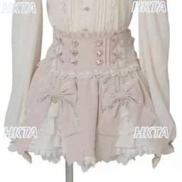 2026 Summer New Liz Skirt Japanese Style Love Buckle Double Bows High Waist Skirts Lace Patchwork Black Plaid Skirt for Women