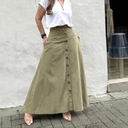 Falda Disfraz Ropa Mujer Button Up High Waisted Button Up Skirt Versatile For Autumn Winter, Loose Slit A-line Mid Length Skirt