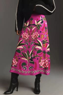 2024 Spring/Summer New Street Tropical Plant Print Retro Half Skirt Women's Elegant Lower Half Colored Printed Half Skirt