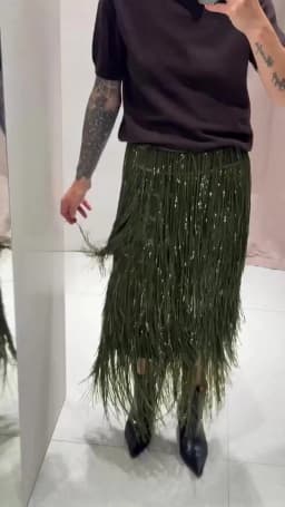 Fashion Beaded Tassels Long Skirt Women Loose High Waist A-line Female Skirts 2026 Autumn Winter Lady Y2k Party Clothes