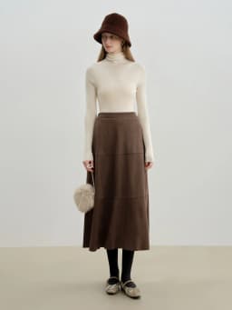 ZIQIAO Petite Size 2025 Women's Vintage Panelled A-Line Midi Skirt Retro Split Hem Long Skirt Elegant High Waist Autumn Winter