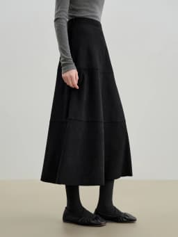 ZIQIAO Petite Size 2025 Women's Vintage Panelled A-Line Midi Skirt Retro Split Hem Long Skirt Elegant High Waist Autumn Winter