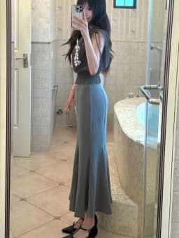 Kuzuwata Mermaid Celebrity Elegant Temperament Skirt Bodycon Slim Classic High Waist Faldas Japan French Mid-length Mujer Falda