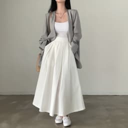 2024 Women Elegant White Long Skirts High Waist A-Line Cotton Maxi Skirts Women Casual Skirts Jupe Femme Saias Mujer