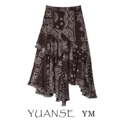 Vintage Paisley Midi Skirt Versatile Asymmetrical Print Half-length Women's A-line Skirt Mid-waist Daily Wear Other Materials