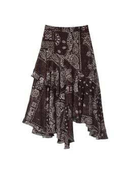 Vintage Paisley Midi Skirt Versatile Asymmetrical Print Half-length Women's A-line Skirt Mid-waist Daily Wear Other Materials
