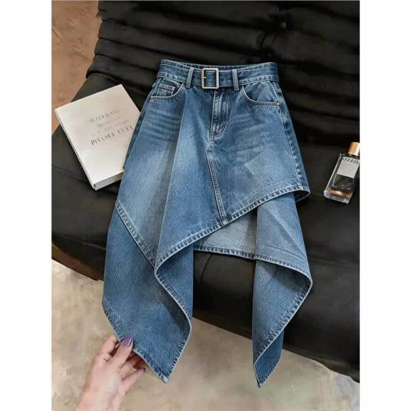 New fashion slimming skirt washed denim irregular half skirt for women, summer
