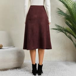 Women's Autumn Winter Suede Midi Skirts 2026 Fashion High Waist A-line Office Lady Casual Skirt