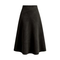 Women's Autumn Winter Suede Midi Skirts 2026 Fashion High Waist A-line Office Lady Casual Skirt