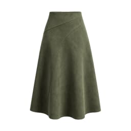 Women's Autumn Winter Suede Midi Skirts 2026 Fashion High Waist A-line Office Lady Casual Skirt