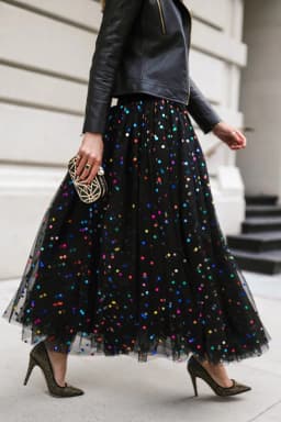 Elegant Women Mesh Skirts Sequin A Line Elasticity High Waist Pleated Skirt Spring Summer Ankle Length Party Long Skirt