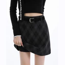 Vintage Argyle Plaid Skirt for Women 2026 Autumn Winter New High Waist Woolen Checkered Skirt Woman Korean Chic Bodycon Skirts