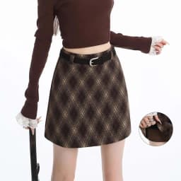 Vintage Argyle Plaid Skirt for Women 2026 Autumn Winter New High Waist Woolen Checkered Skirt Woman Korean Chic Bodycon Skirts