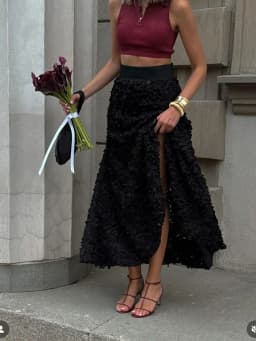 Wolfeel Winter Autumn Women's Fashion Chic Long Petal Skirt Design Inspired Evening Gown Elegant Lady Unique High Waisted Skirt