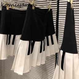 High Waist Pleated Ropa Mujer Black White Piano Skirt Fashion All-match Skirts Hot Sale Popular Faldas Woman 2026 New Clothes