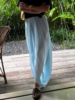 Bornladies Women's Spring Summer New Elegant Street Style Skirt Fashion Loose Ruched Draped Split Maxi Skirt