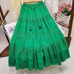 Spring Summer Lace Casual Skirt Women's High Waist Splicing Hooks Casual Solid Loose Holiday Party Skirts Women Clothes