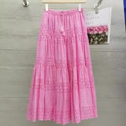 Spring Summer Lace Casual Skirt Women's High Waist Splicing Hooks Casual Solid Loose Holiday Party Skirts Women Clothes