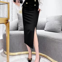 Elegant Satin Black Trumpet Skirts Female Autumn Fashion Slim High Waist Skirts Women 2024 Solid Office Long Skirt Summer C47