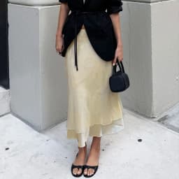 Trendix Gold Satin Midi Skirt For Women Street High Waist Patchwork Mesh Long Skirt Femme 2025 Winter Party Club Sexy Slim Skirt