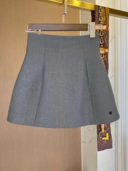 Elegant High Waist A-Line Skirt Grey Bodycon Short Skirt Anti-Light Walking Small Size Slimming New Style Commute Polyes...