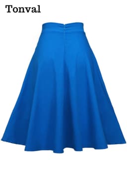 Tonval Pinup 50s Dog Print Kawaii Vintage High Waist Skirts for Women Cotton A Line Knee Length Retro Swing Skirt