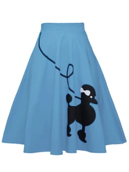 Tonval Pinup 50s Dog Print Kawaii Vintage High Waist Skirts for Women Cotton A Line Knee Length Retro Swing Skirt