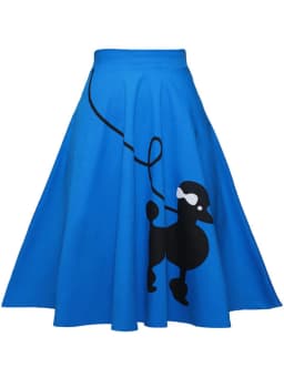 Tonval Pinup 50s Dog Print Kawaii Vintage High Waist Skirts for Women Cotton A Line Knee Length Retro Swing Skirt