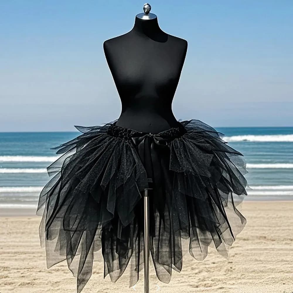Black Tutu Skirt High Waist Puffy Short Mini Cake Skirt For Women Summer Beach Halloween Girls Birthday Skirt